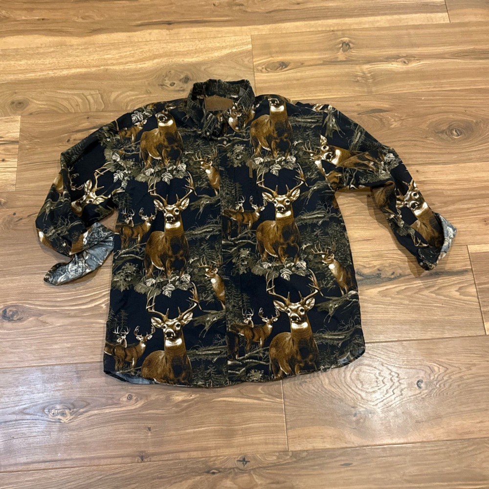 Men’s Black and Brown Deer Print button up